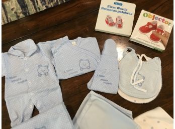 Newborn Blue Layette Set And 2 Baby Books