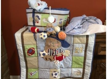 Sports Themed Crib Set And Mobile