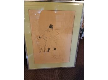 Bullfighter Framed Signed Sketch