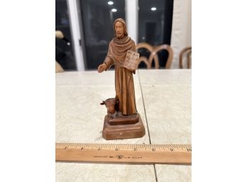 Antique Anri St Francis Statue Carved Wood Made In Italy
