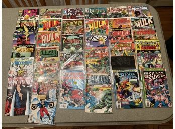 Lot Of 34 Vintage Comic Books Marvel Comics Hulk Fantastic Four The Defenders Daredevil X-men Wolverine Plus
