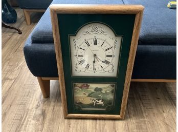 Vintage Ingraham Quartz Wall Clock With Cow Farm Scene