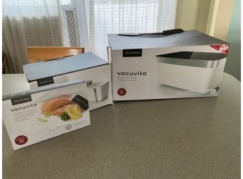 Vacuvita Home Base Easy Access Automated Vacuum Storage System- NEW IN BOX Plus Bags And Container Set