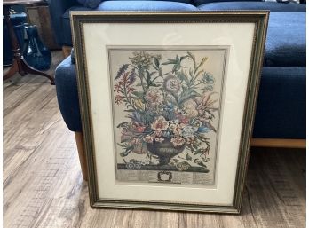 Antique Artwork Custom Framed Print September, Flora Bouquet , OK By Henry Fletcher, 1930 London