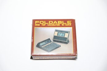 Foldable Desk Top Calculator With Clock