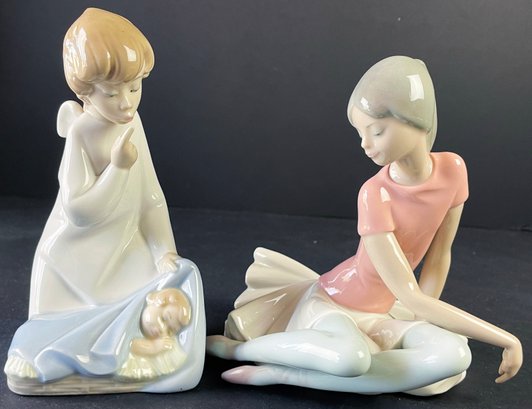 Vintage Lladro Angel With Child & Shelley Ballet Pink