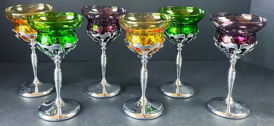 6 Vintage Art Deco Faberware Cordial Glasses