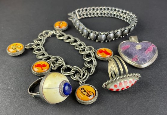 Playful Jewelry Including Sterling Link Bracelet