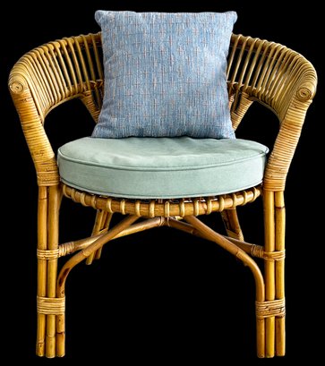 Cute Pier 1 Rattan Chair With Cushion And Pillow