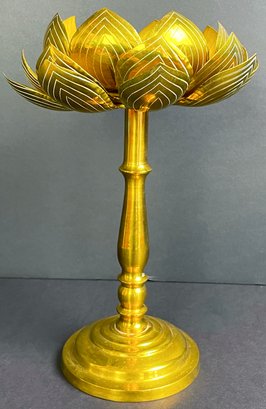 Amazing Vintage Brass Lotus Candlestick