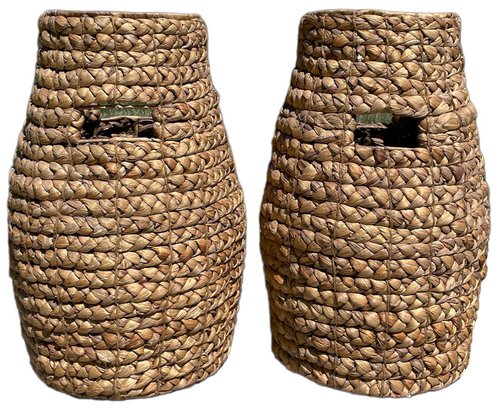2 Large Braided Husk Baskets