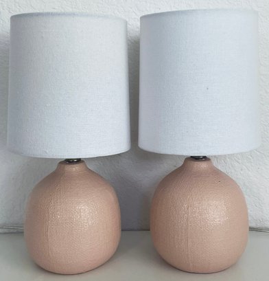 2 Pale Pink Table Lamps