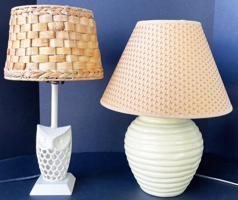 2 Woven Shade Table Lamps