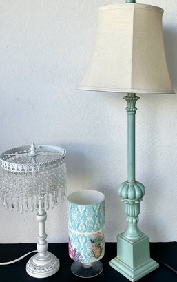 2 Elegant Table Lamps & Candle Holder