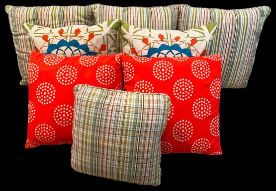 8 Vibrant Throw Pillows Including Crate & Barrel