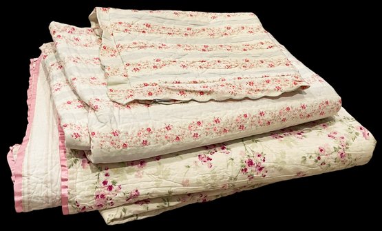 2 Simply Shabby Chic Flower Quilts & 2 Pillow Shams
