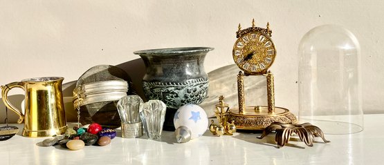 Eclective Treasures Including Anniversary Clock & Brass Mug