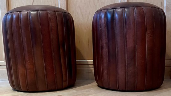 2- Handsome Leather Stools