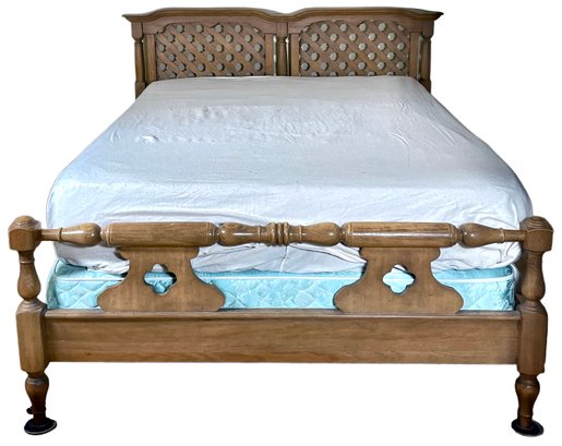 Vintage Williams Furniture Corp. Carved Wood Queen Bed Frame, Mattress Optional