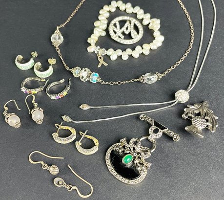 Assorted Silver Toned Costume Jewelry