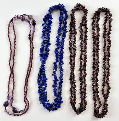 Strung Garnet And Lapis Beads