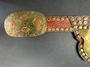 Vintage Moroccan Laise Adzer Hammered Brass & Leather Belt