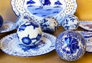 Lillian Display Plates, Salt Pinch Container With Lid, Blue And White Chinoiserie Porcelain Carpet Balls