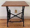 Vintage Sewing Machine Table Bottom With Wood Top