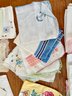Large Collectino Of Vintage Handkerchiefs & Quilted Satin Boxes