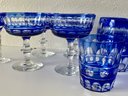 Assorted Cut To Clear Cobalt Glasses