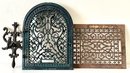 Vintage Iron Grate & Stove Door With Antique Style Wall Hook