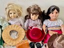 3 American Girl Doll Historic Dolls With Accessories & Clothing