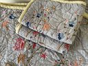 2 Embroidered Cotton Quilts With Shames, Twin Size