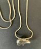 Vintage Taxco Sterling And Stone Bracelet With Silver Bear Pendant On Sterling Chain
