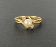 10k Gold Ring With Pearl And Clear Stone