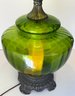 Amazing Mid Century 3 Way Switch Green Glass Lamp