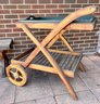 Planter Cart, Wood Bench And Metal Table