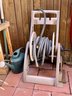 Assorted Yard Tools W/holder, Water Pot, And Hose Reel W/Hose