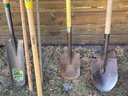 Assorted Yard Tools, Shovels, Pick, Hoe, Hand Tools And Water Sprayers