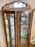 Antique Curved Glass Curio Cabinet With Accent Light