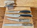Old Wood Cutting Board, Henckel And Chicago Cutlery Knives, & More