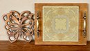 Fun Vintage Butterfly Trivet And Tiled Cheese Tray