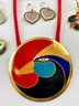 Enameled Earrings And Pendant Including Meow And Laurel Burch