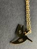 Dainty Gold Toned Hummingbird On Chain, Marked 925