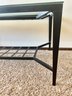 Glass Top Metal Coffee Table With Slate Tile Accent