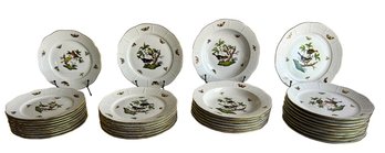 HEREND- Array Of Plates Set- Rothschild Bird (RO)- Lot Of 35