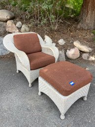 Handsome Pickled White Rattan Outdoor Chair