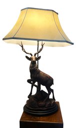 Pair Of Elk Lamps W/ Cream Shades