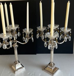 Lot Of 2- Silver-plated Candelabras