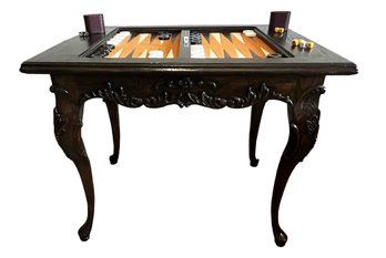 Wood And Leather Backgammon Table